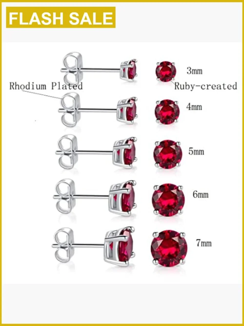 5 Pairs Cubic Zirconia Stud Earrings - 18K Gold Plated Hypoallergenic